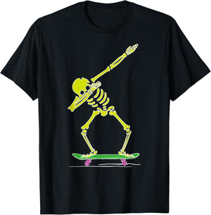 Skeleton Dabbing on Skateboard Funny for Skater Boys Skating T-Shirt - T-Shirt | Black