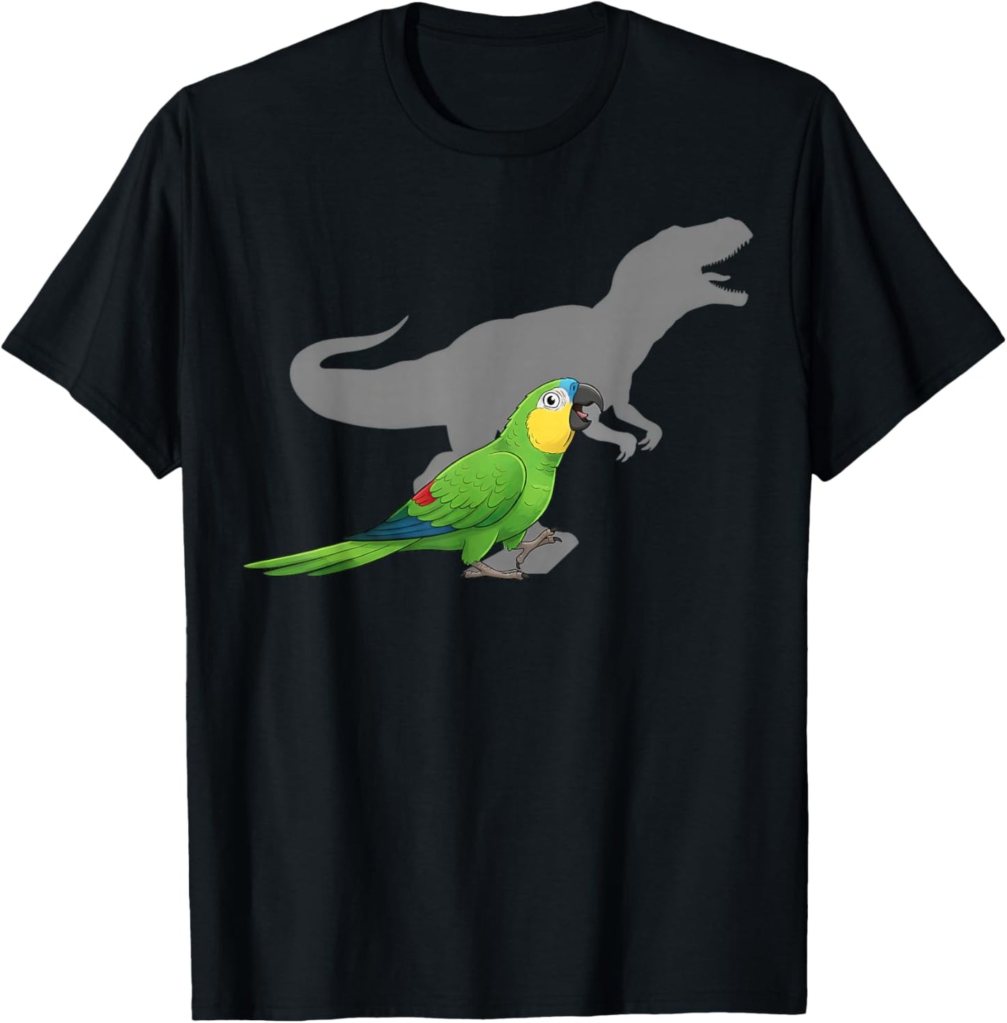 Blue-Fronted Parrot with T rex Shadow Bird Lovers T-Shirt - T-Shirt | Black