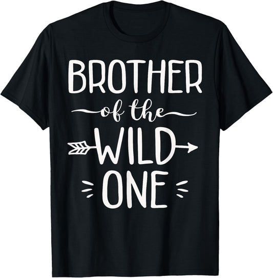 Brother Of The Wild One Shirt Funny 1st Birthday Safari Gift T-Shirt - T-Shirt | Black