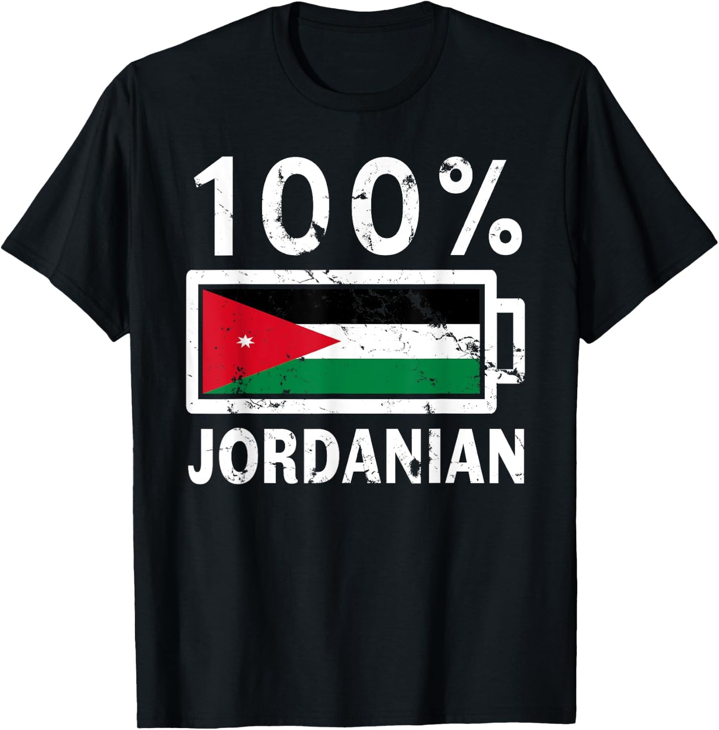 Jordan Flag | 100% Jordanian Battery Power T-Shirt - T-Shirt | Black