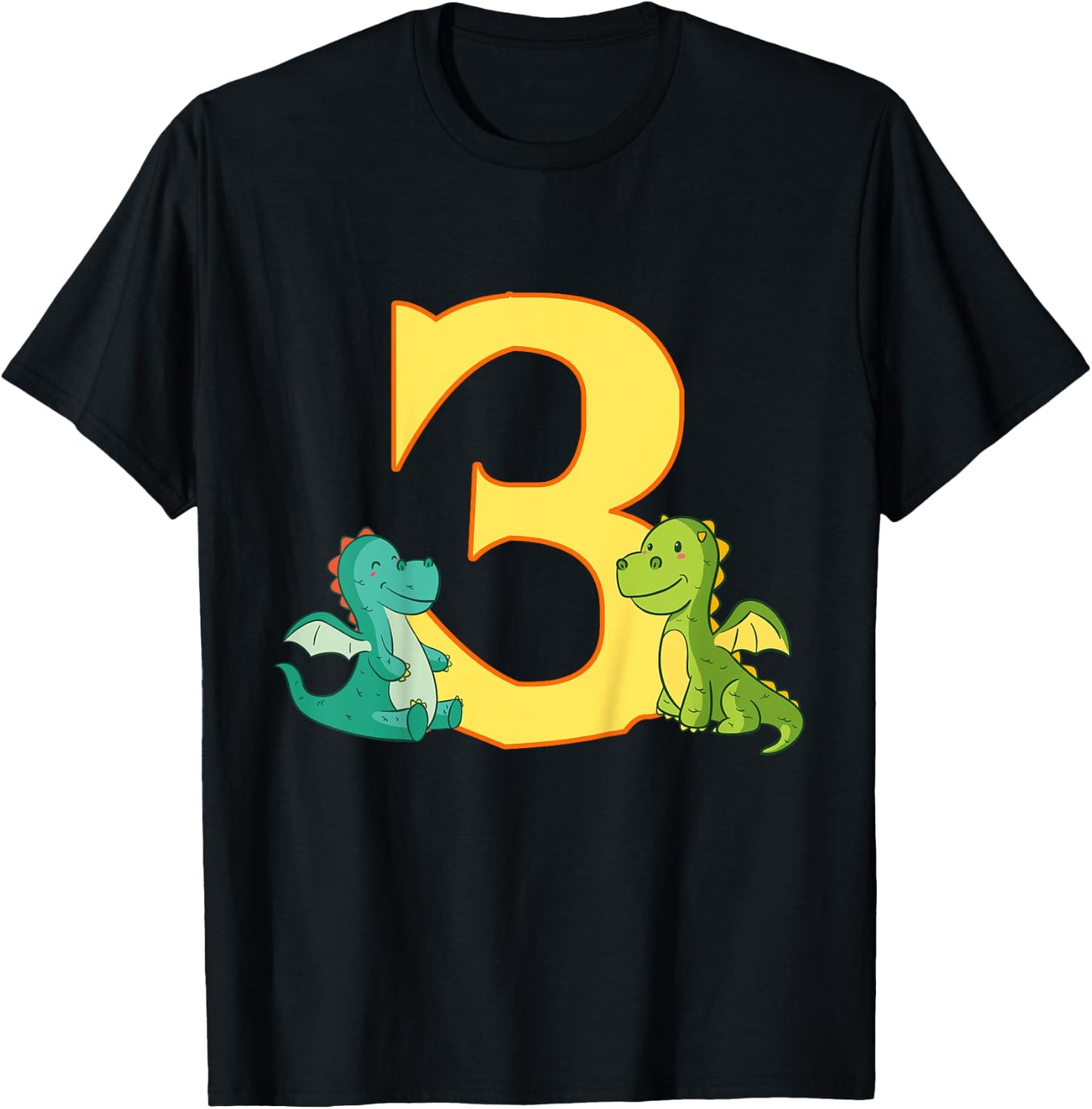 Kids 3rd Birthday Dragon Shirt 3 Years Boys Dragon Gift T-Shirt - T-Shirt | Black