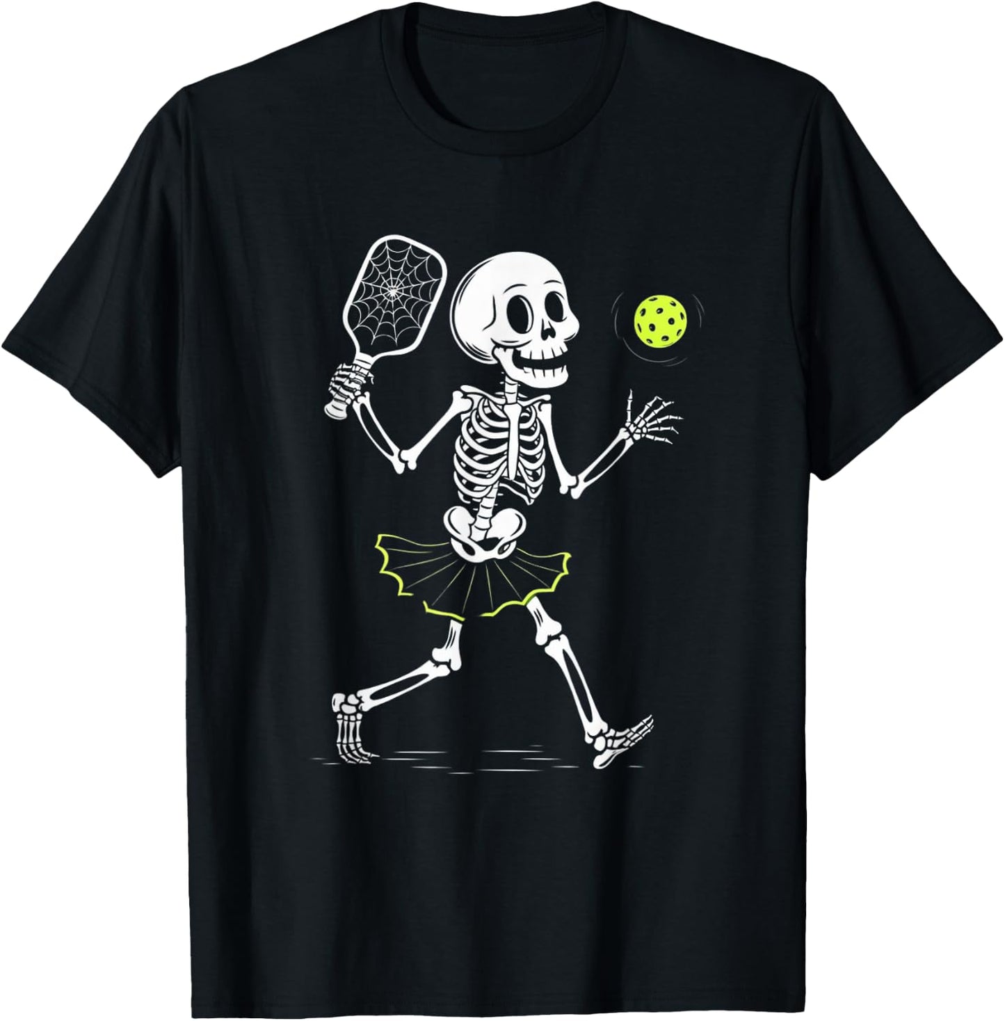 Spooky Pickleball Halloween Skeleton Women T-Shirt - T-Shirt | Black
