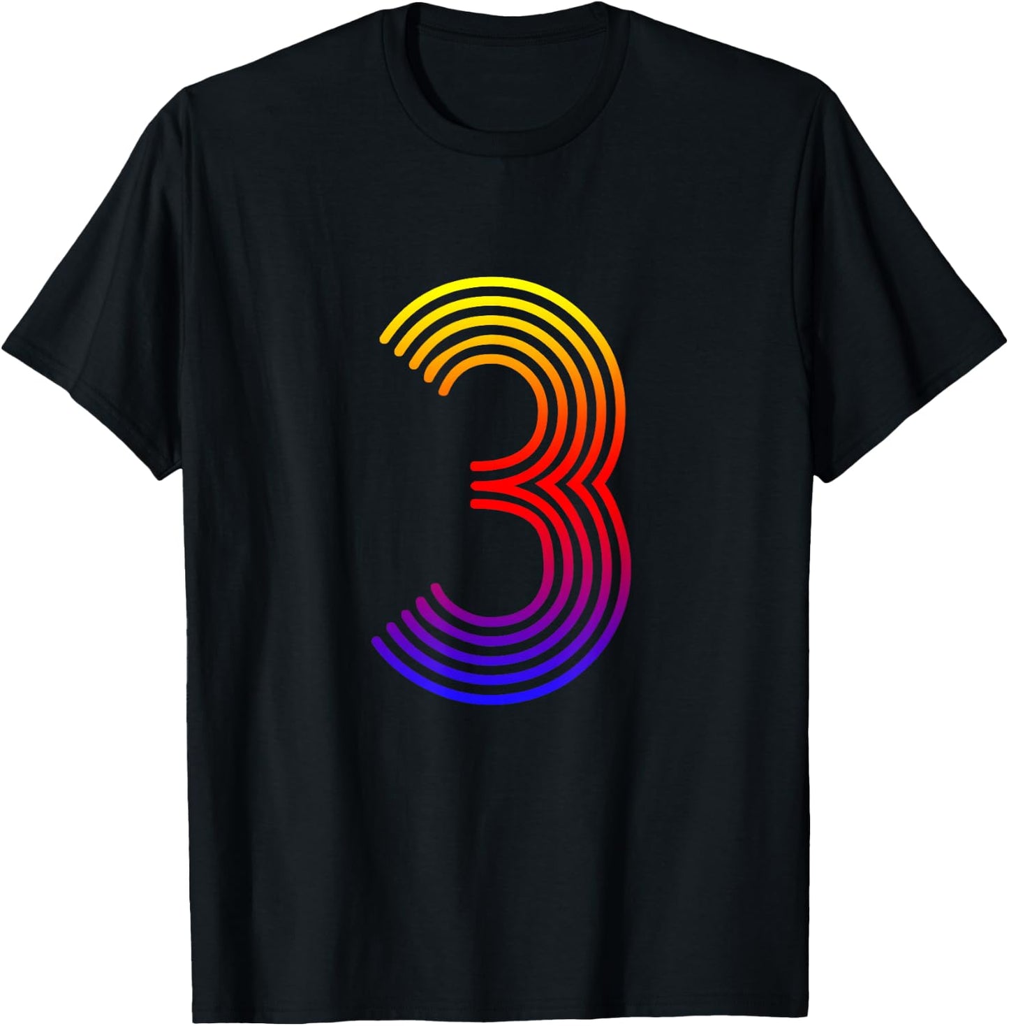 Number 3 Shirt Birthday Gift Disco Rainbow Retro T-Shirt - T-Shirt | Black