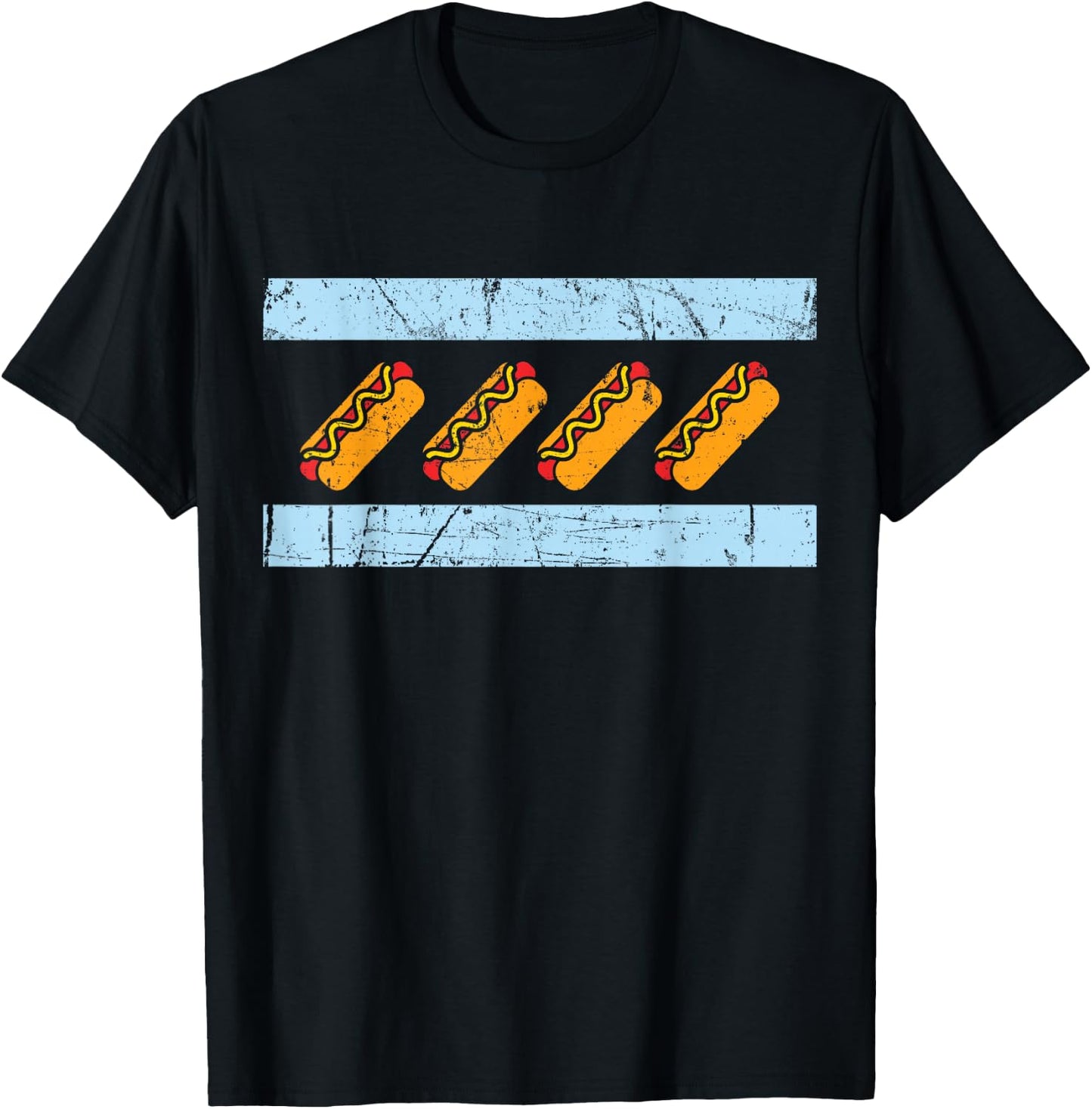 Chicago Flag Hotdog Shirt Funny Chicago Style Hot Dog Gift T-Shirt - T-Shirt | Black