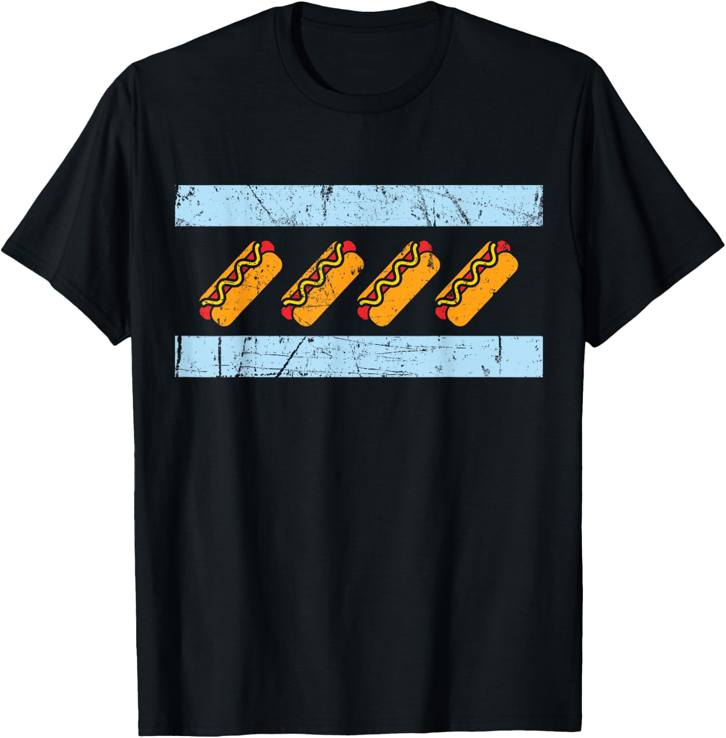 Chicago Flag Hotdog Shirt Funny Chicago Style Hot Dog Gift T-Shirt - T-Shirt | Black