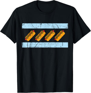 Chicago Flag Hotdog Shirt Funny Chicago Style Hot Dog Gift T-Shirt - T-Shirt | Black