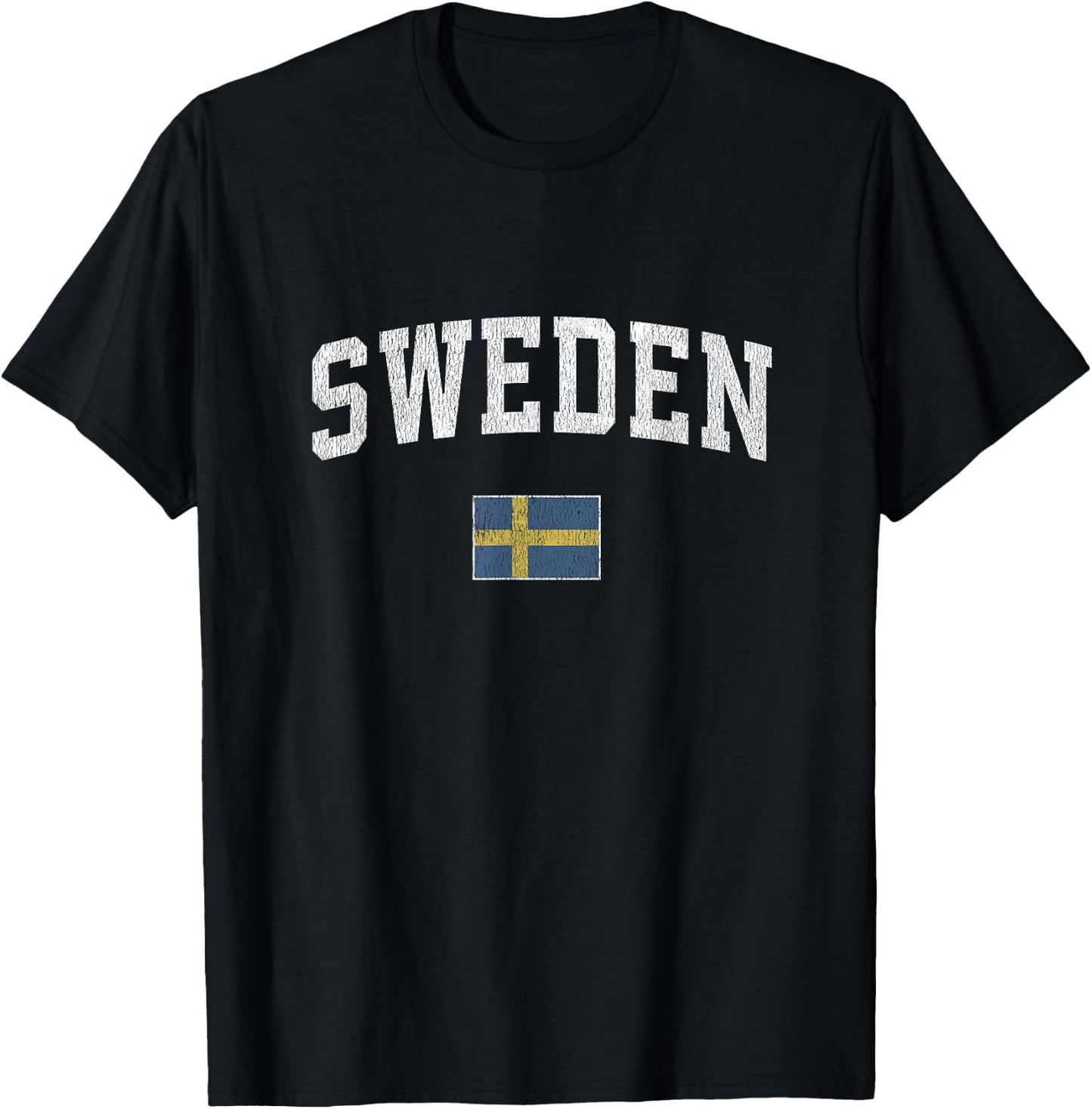 Sweden Vintage Sports Design Swedish Flag T-Shirt - T-Shirt | Black