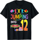 Jumping Into 12 Birthday Trampoline Party 12 Year Old T-Shirt - T-Shirt | Black