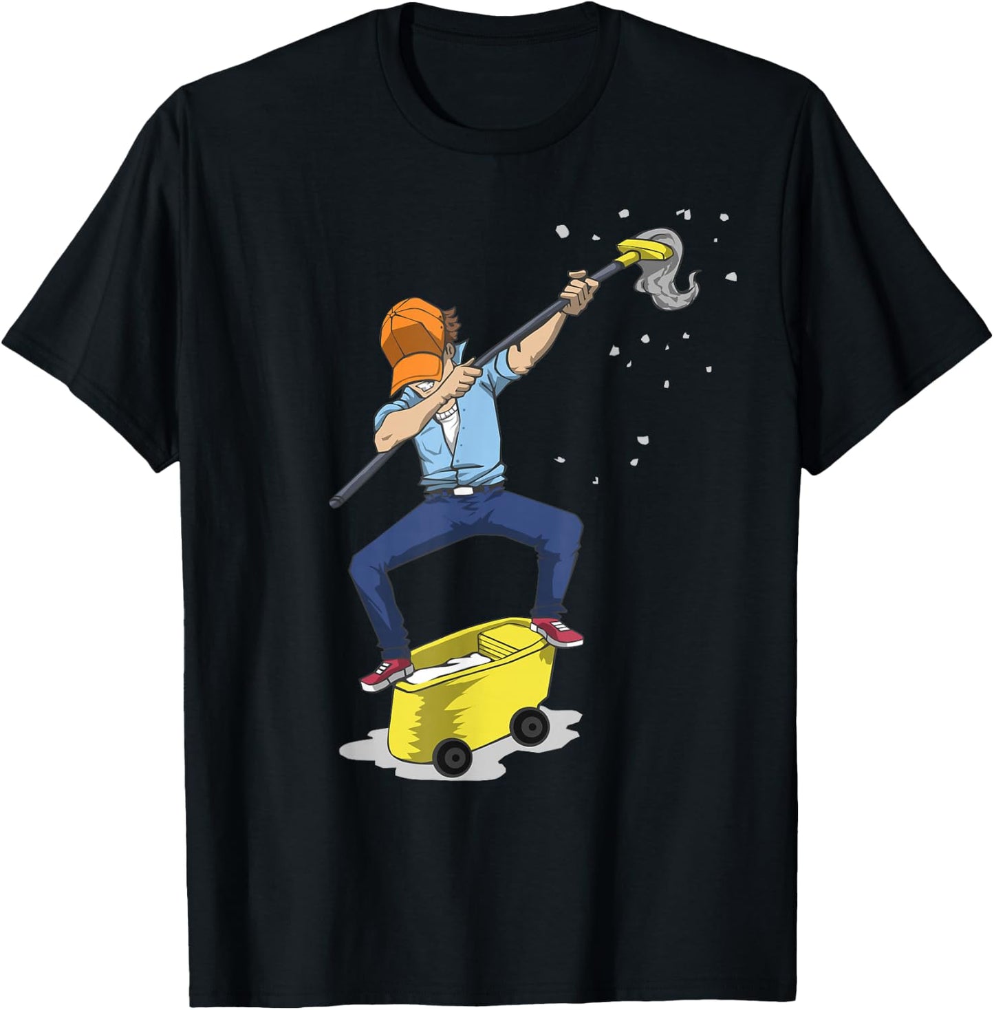 Dabbing Janitor , Funny Dancing Gift Custodian T-Shirt - T-Shirt | Black