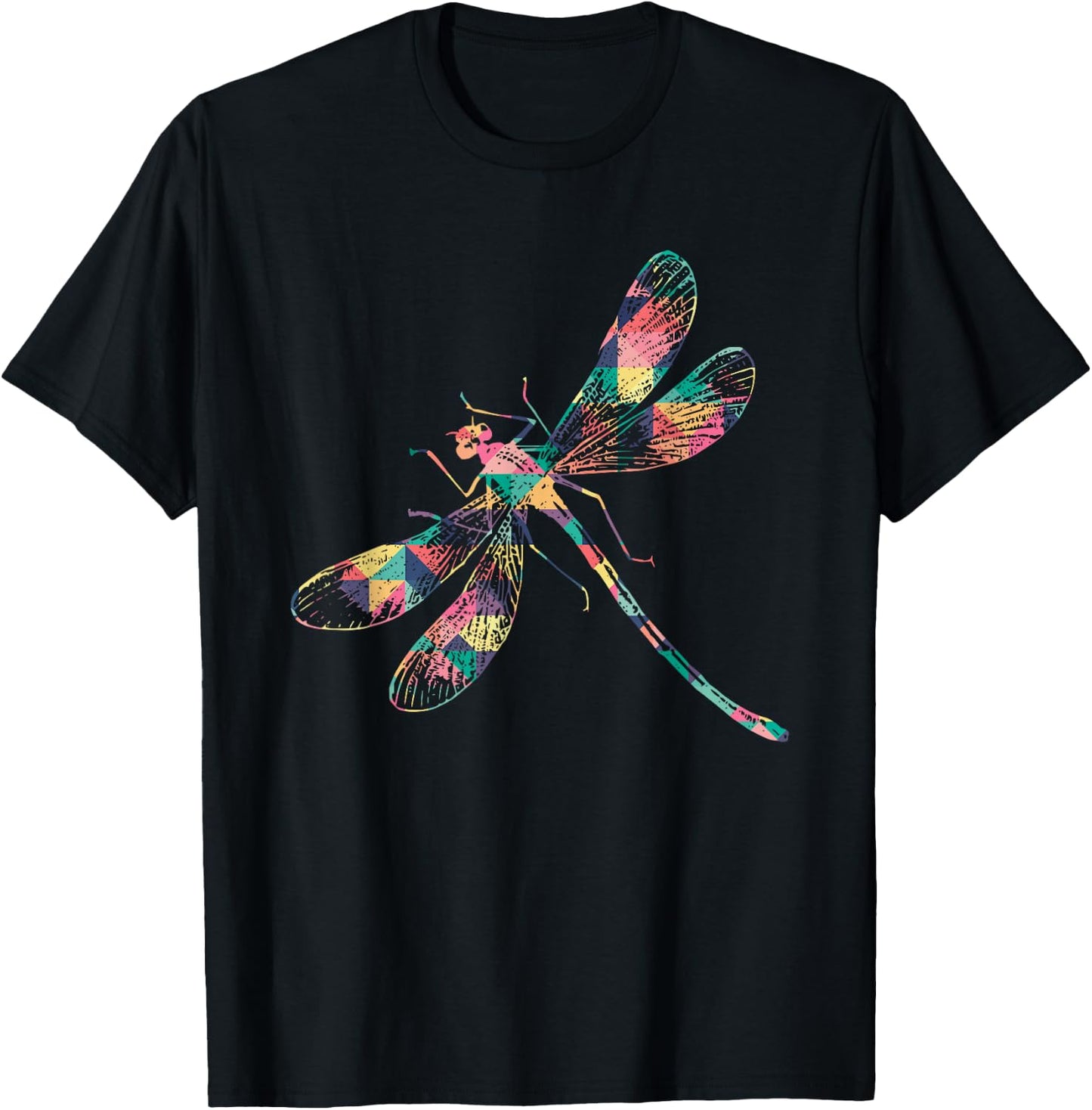 Dragonfly Abstract Color Summer Swarm Nymph Lover Girl Gift T-Shirt - T-Shirt | Black