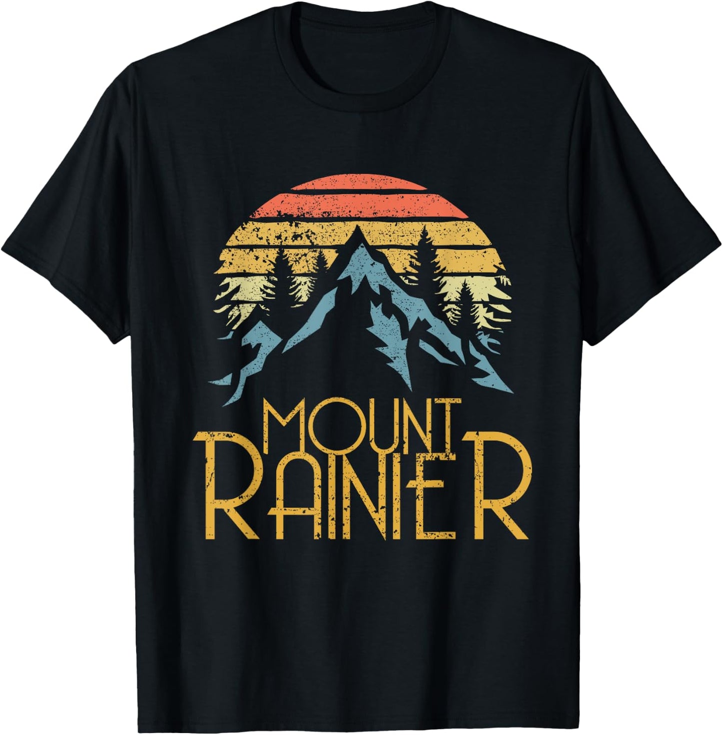 Vintage Retro Mount Rainier National Park WA Mountains Shirt T-Shirt - T-Shirt | Black
