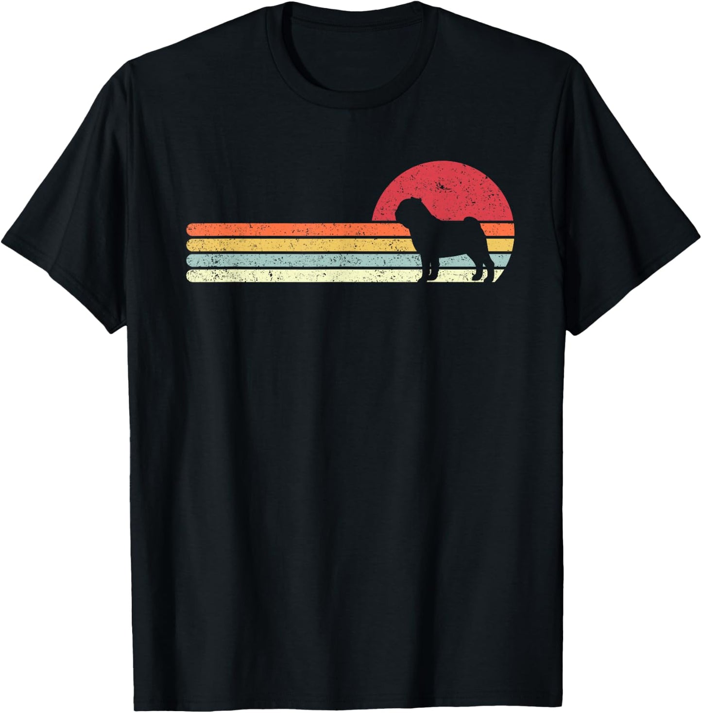 Pack A Punch Pug Retro - Black, -Adults, Small T-Shirt - T-Shirt | Black