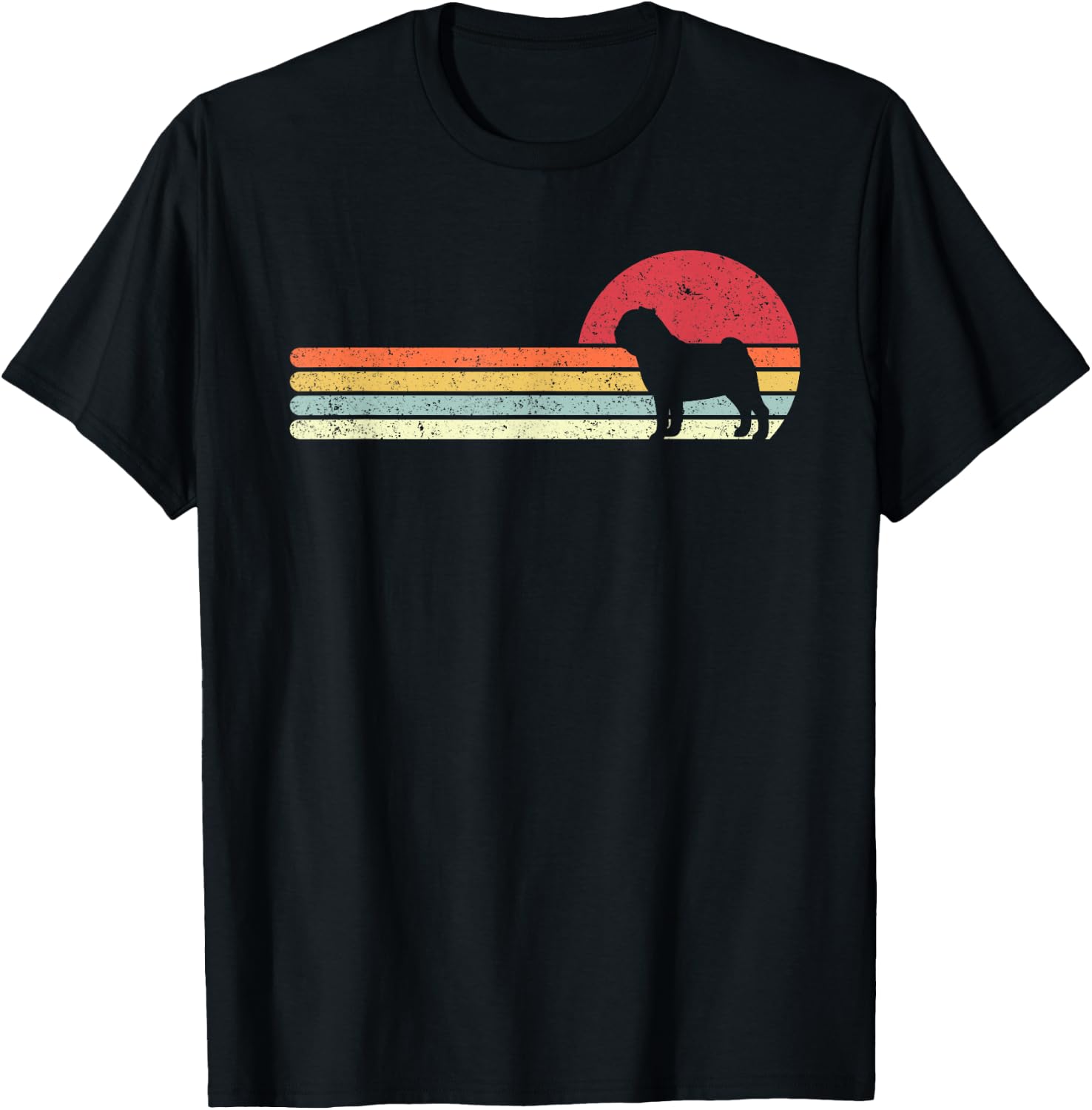 Pack A Punch Pug Retro - Black, -Adults, Small T-Shirt - T-Shirt | Black