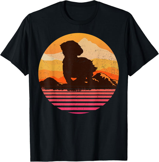 MAL-SHI With Sun Mountain Vintage Retro T-Shirt - T-Shirt | Black