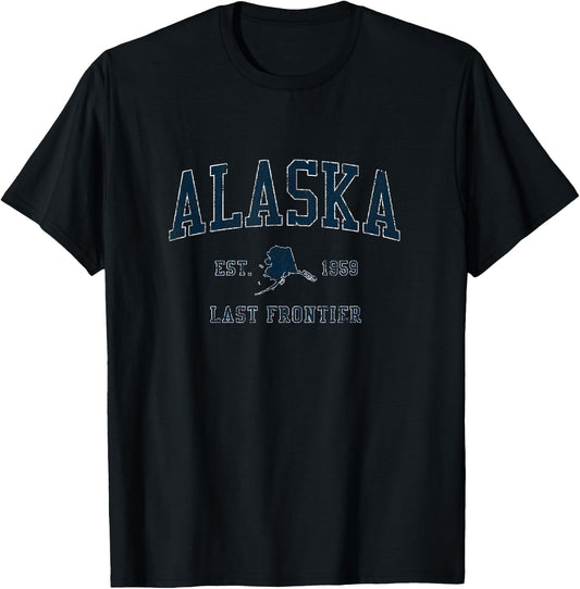 Retro Alaska T Shirt Vintage Sports Design T-Shirt - T-Shirt | Black