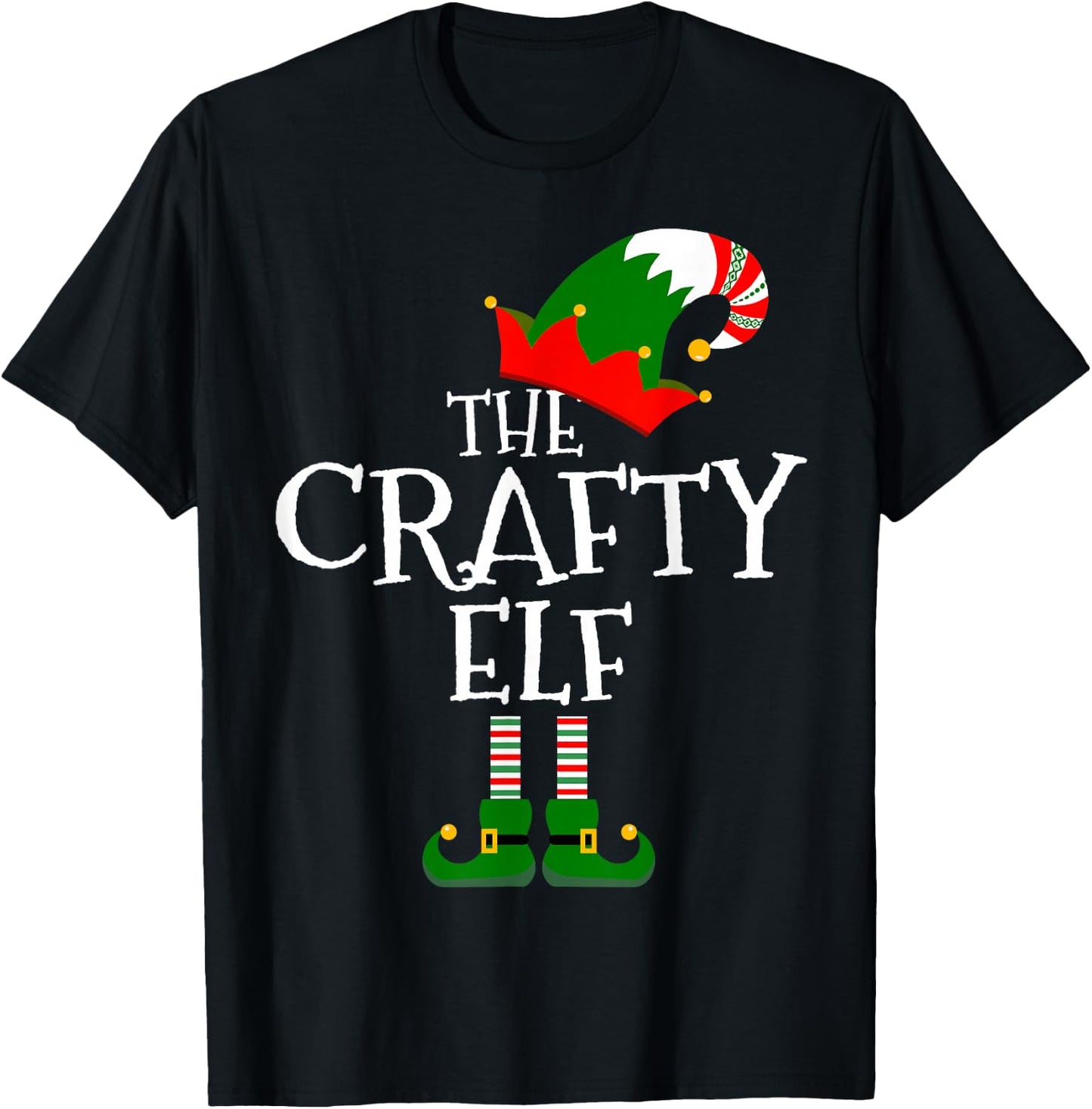 Funny The Crafty Elf Matching Family Group Gift Christmas T-Shirt - T-Shirt | Black
