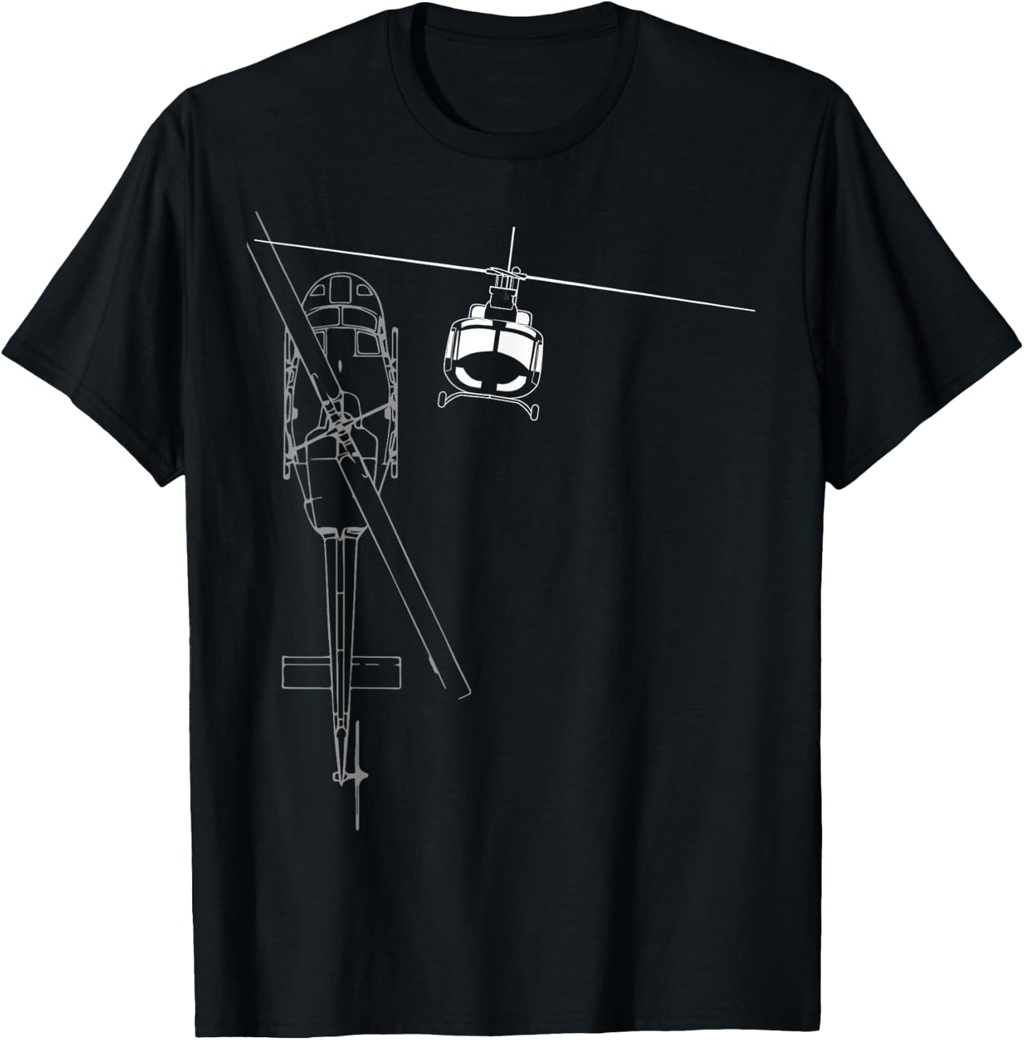 UH-1 Huey Helicopter Line Art T-Shirt - T-Shirt | Black