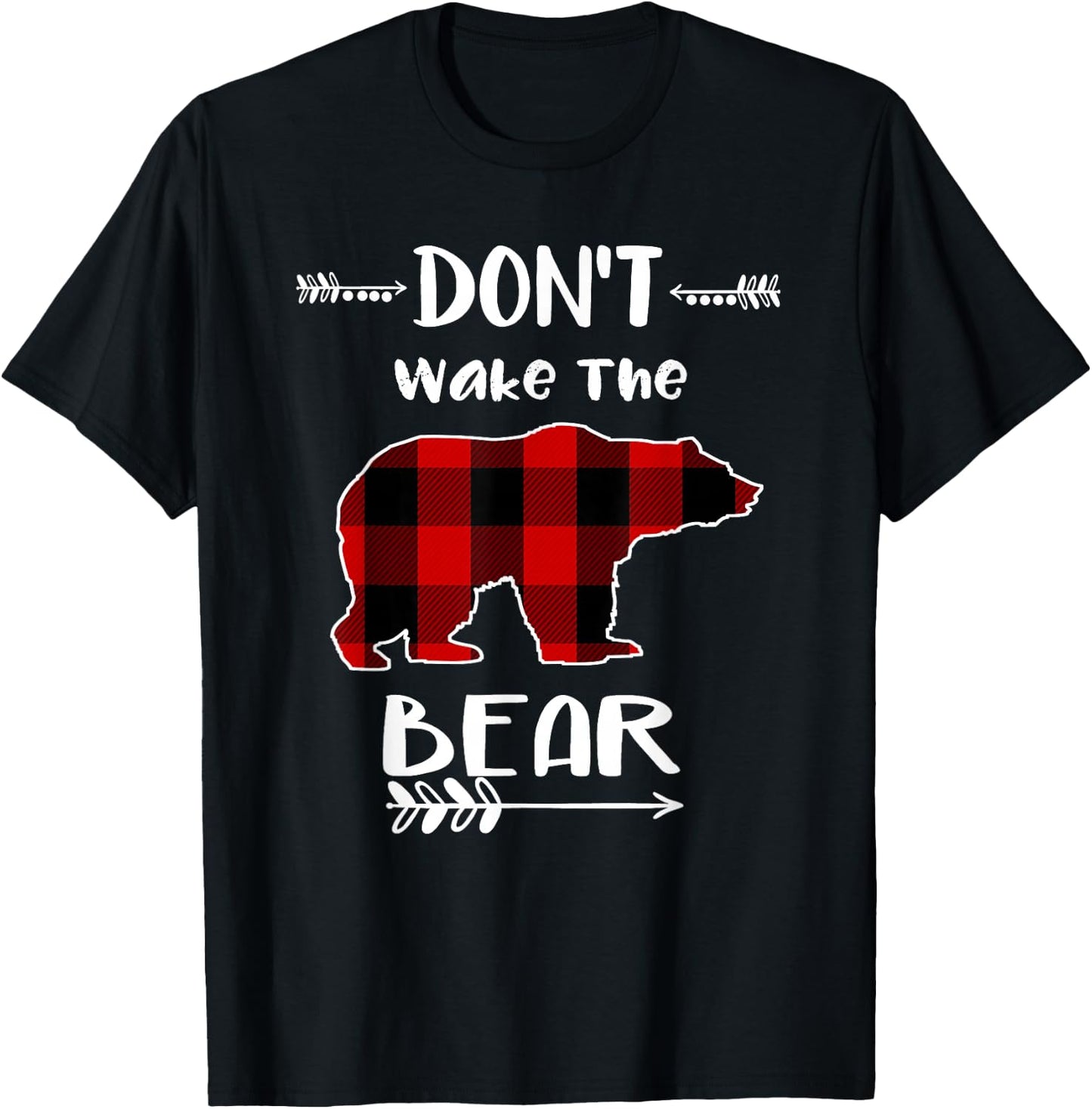 Don't Wake The Bear Black & Red Buffalo Plaid Bear T-Shirt - T-Shirt | Black