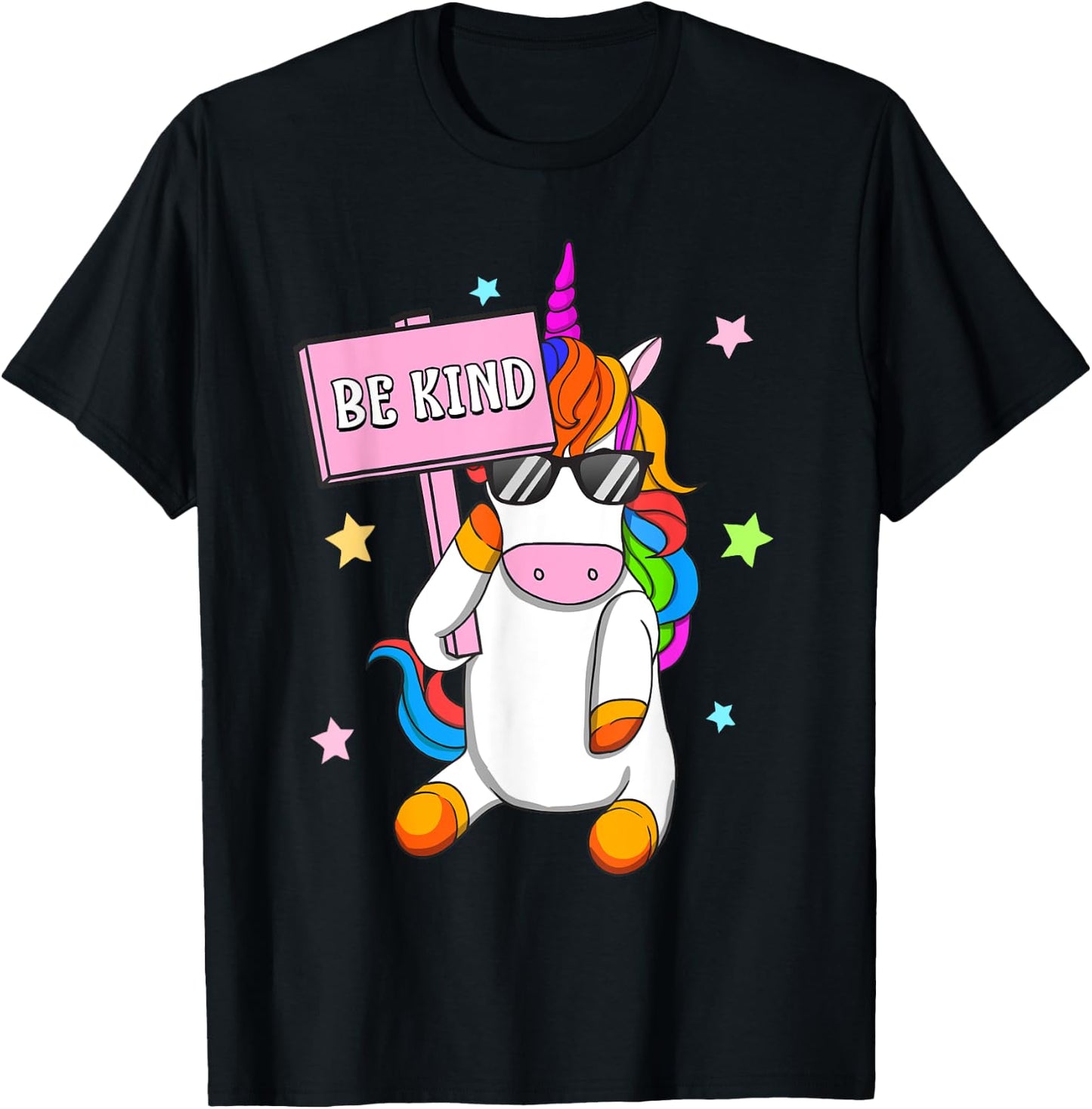 Choose Kindness Anti-Bullying Be Kind Girls Unicorn T-Shirt - T-Shirt | Black