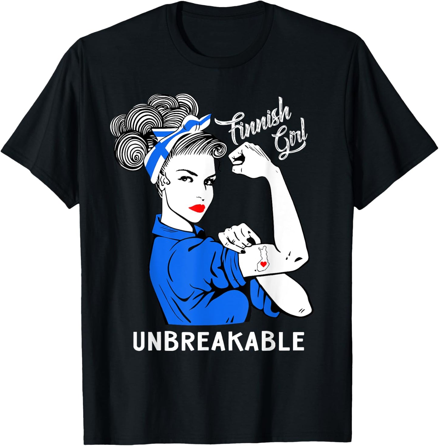 Finnish Girl Unbreakable Heritage Finland Flag Gift T-Shirt - T-Shirt | Black