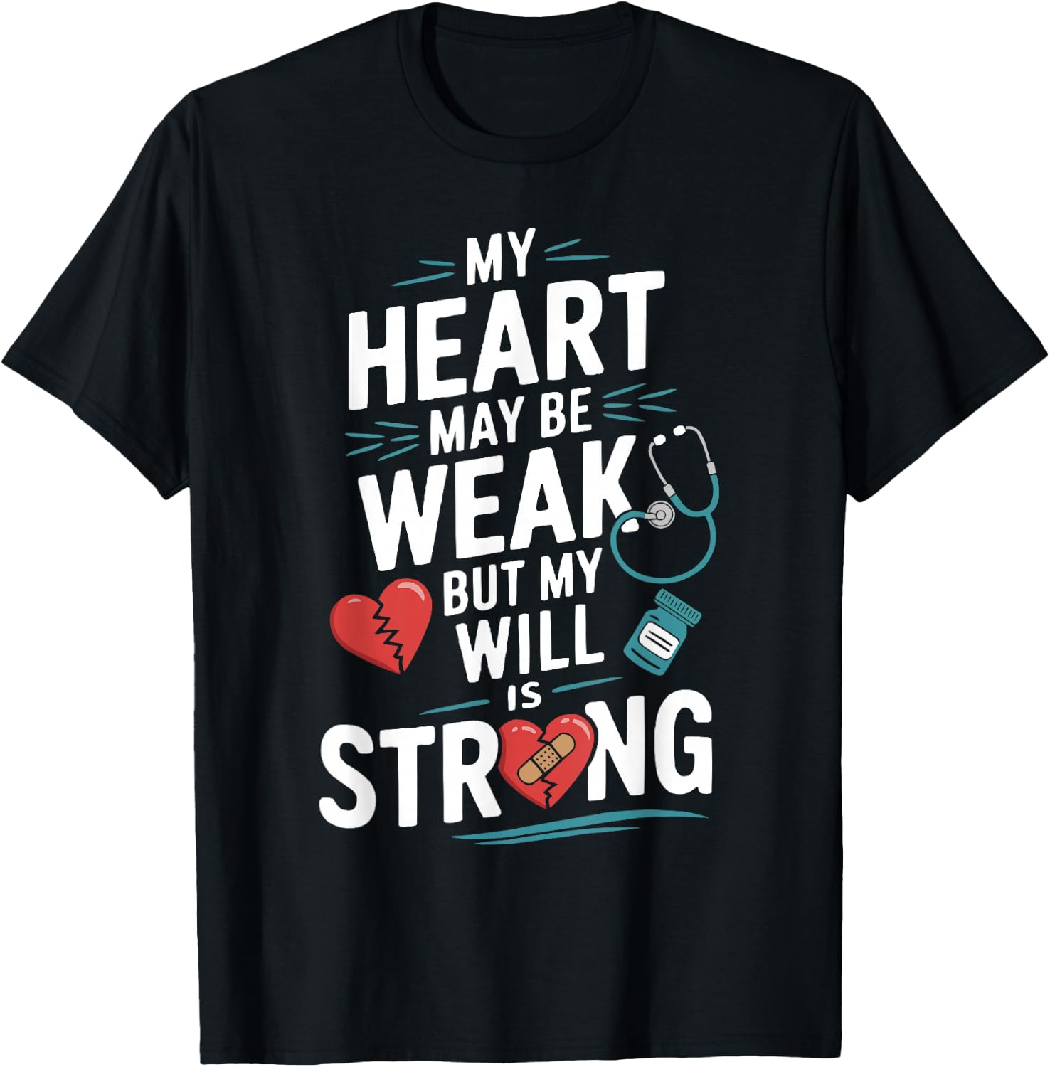 Congestive Heart Failure Chronic Disease CHF Awareness T-Shirt - T-Shirt | Black