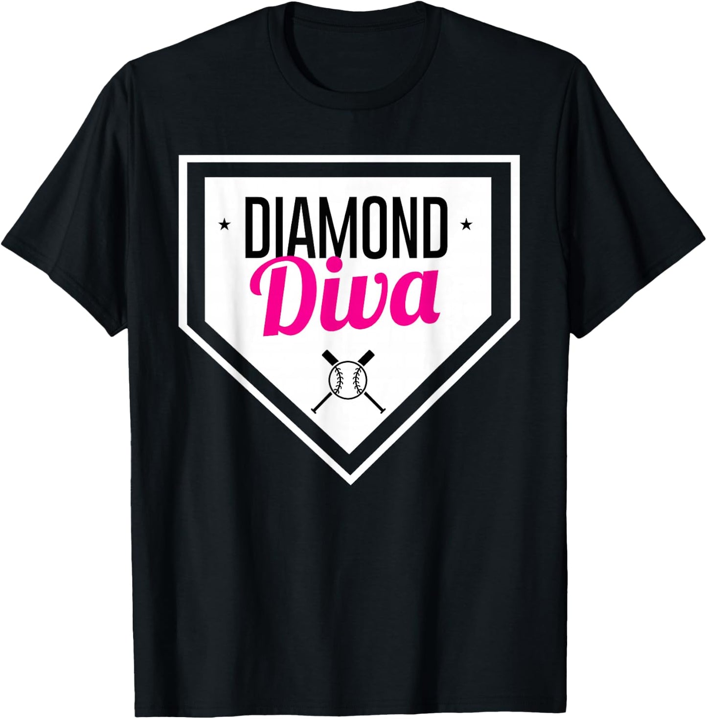 Diamond Diva Softball Sports Baseball Team MVP T-Shirt - T-Shirt | Black