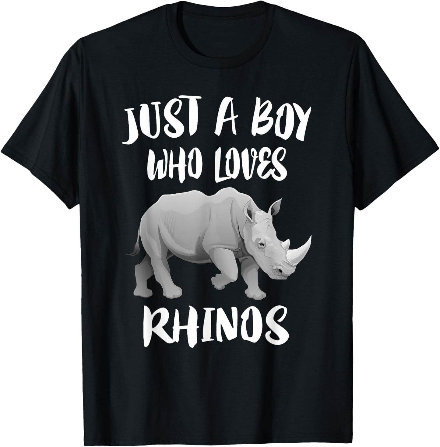 Just A Boy Who Loves Rhinos Animal Gift T-Shirt - T-Shirt | Black
