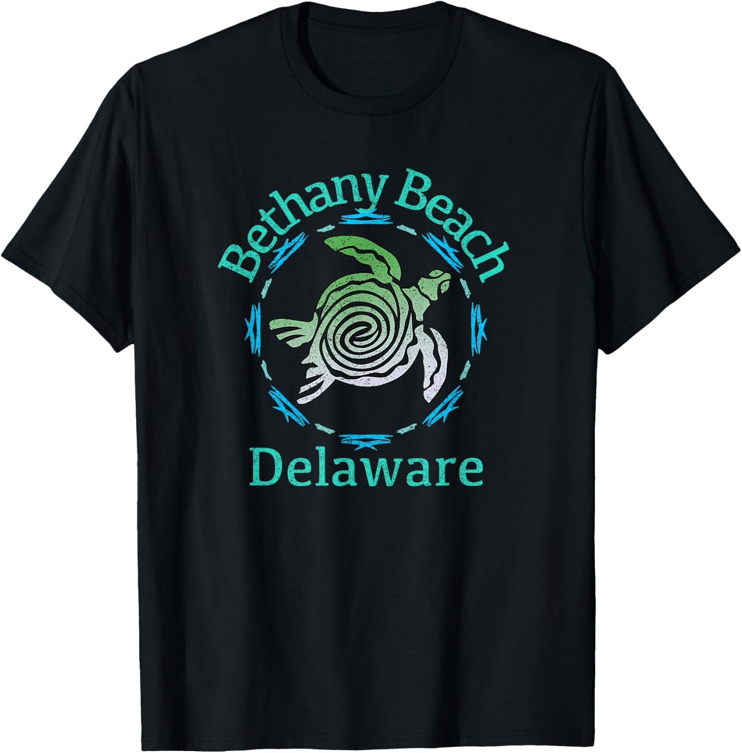 Bethany Beach, Delaware / Vintage Tribal Turtle Gift T-Shirt - T-Shirt | Black
