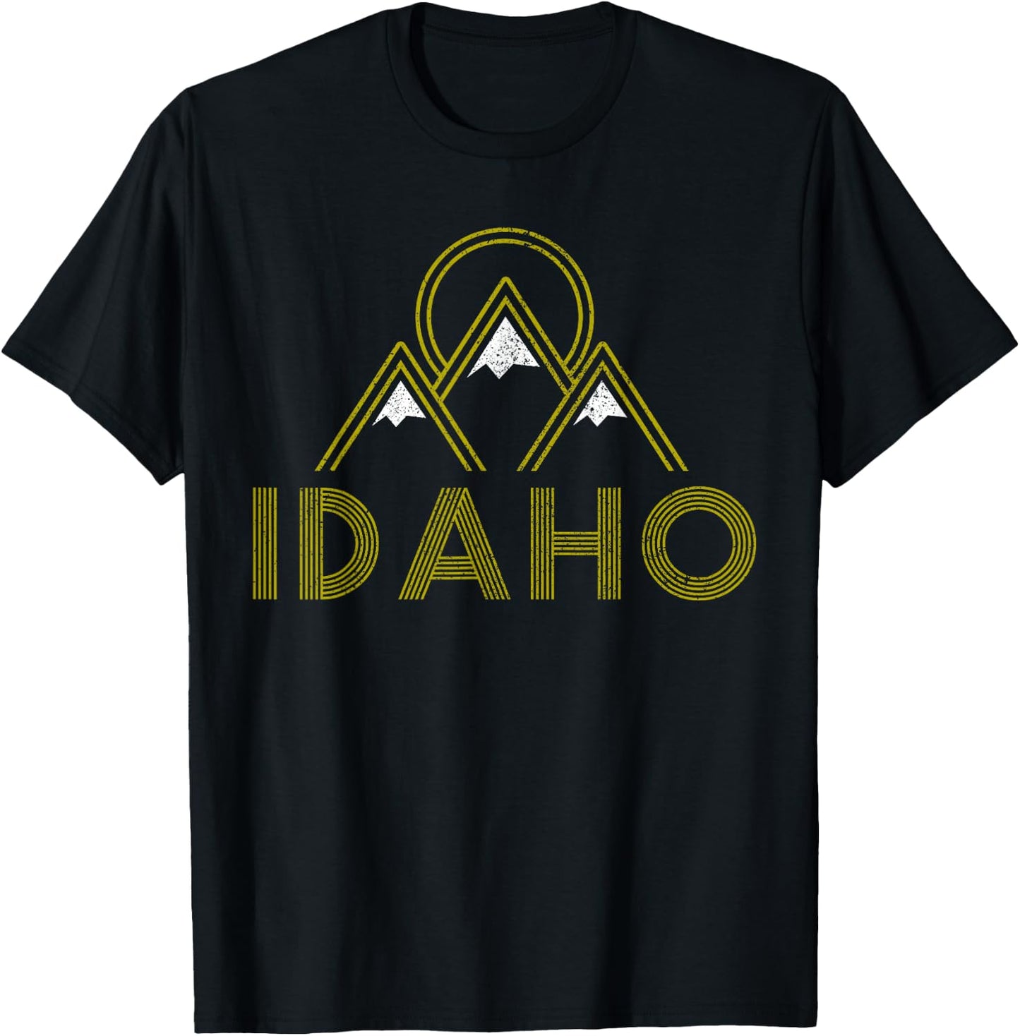 Idaho Vintage Retro Mountains Hiking Souvenir Gift T-Shirt - T-Shirt | Black