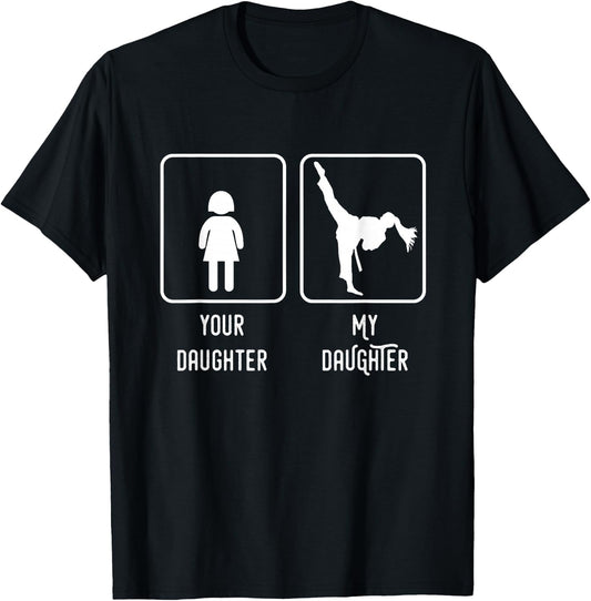 Taekwondo Daughter Martial Arts Girl Mom and Dad T-Shirt - T-Shirt | Black