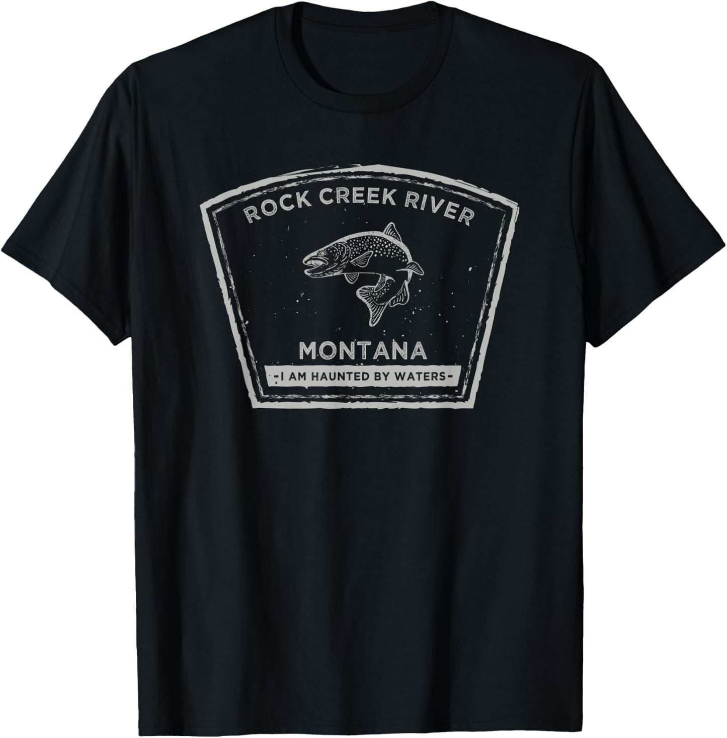 Rock Creek River Montana Fly Fishing T-Shirt - T-Shirt | Black
