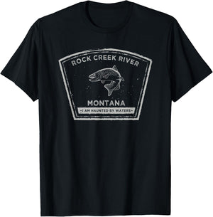 Rock Creek River Montana Fly Fishing T-Shirt - T-Shirt | Black