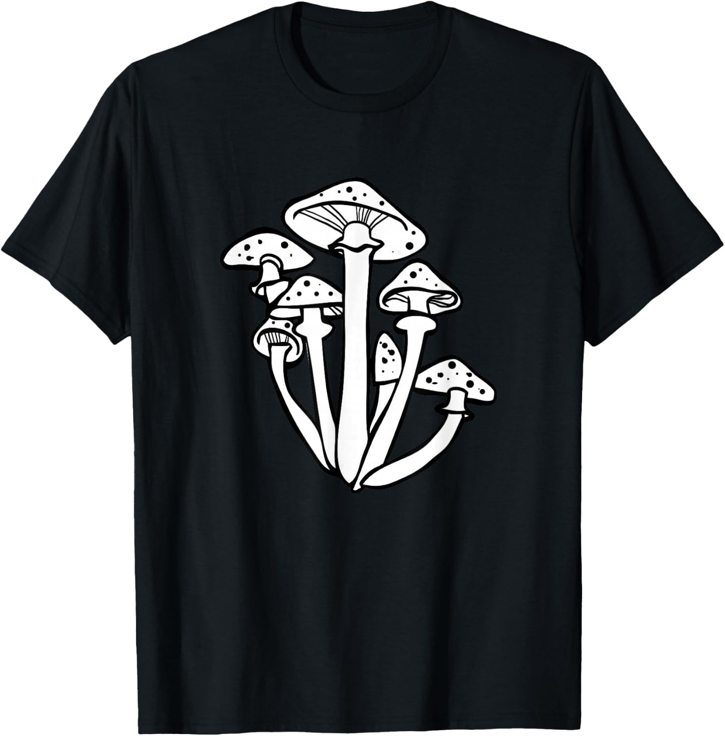 White Mushroom Art Mycologist Gear Mushroom Growers Mycology T-Shirt - T-Shirt | Black