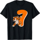 Kids 7th Tiger Birthday Party 7 Year Old Boy Tiger Birthday T-Shirt - T-Shirt | Black