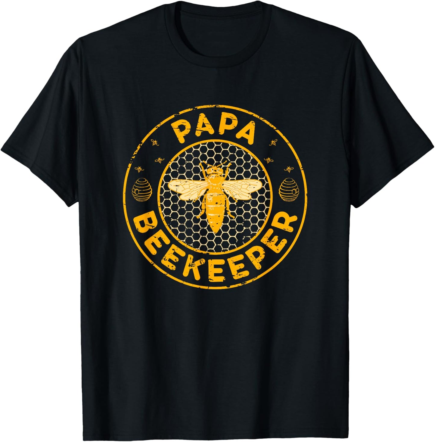 Papa Beekeeper, Bee Whisperer Distressed Retro Style T-Shirt - T-Shirt | Black