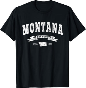 Vintage Montana Shirt Distressed MT Big Sky Country T-Shirt - T-Shirt | Black