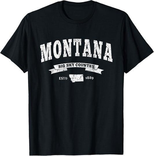 Vintage Montana Shirt Distressed MT Big Sky Country T-Shirt - T-Shirt | Black