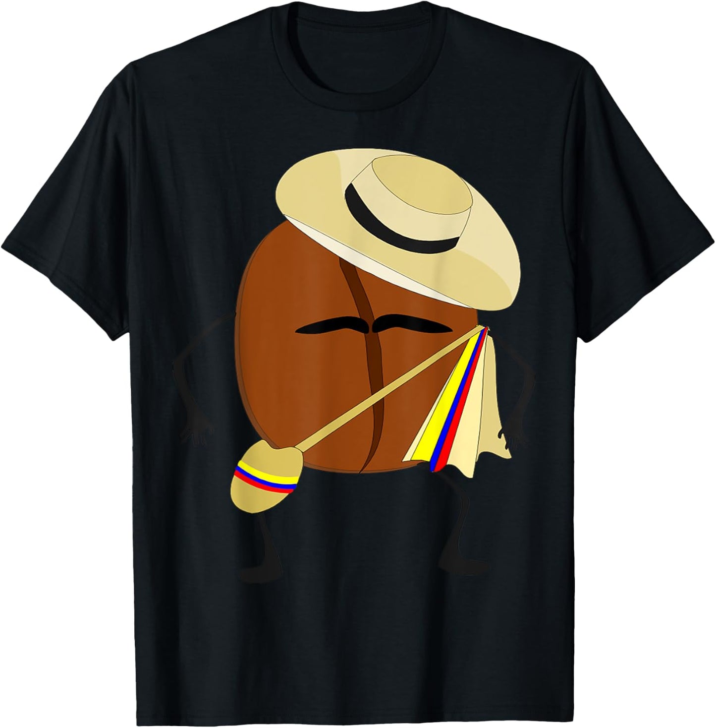Colombian Coffee Bean Guy , traditional folk clothes T-Shirt - T-Shirt | Black
