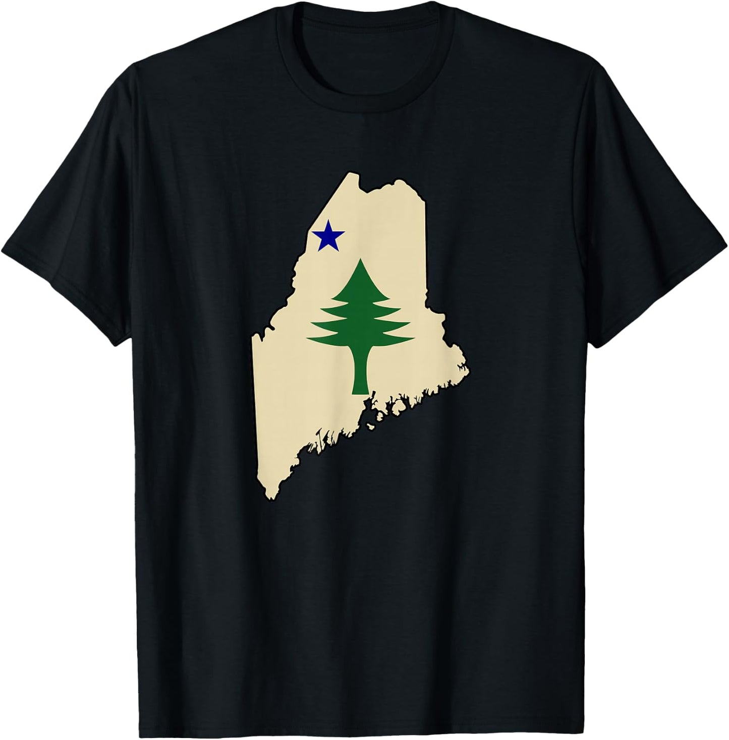 Old Maine State Flag 1901 Pine Tree Star T-Shirt - T-Shirt | Black