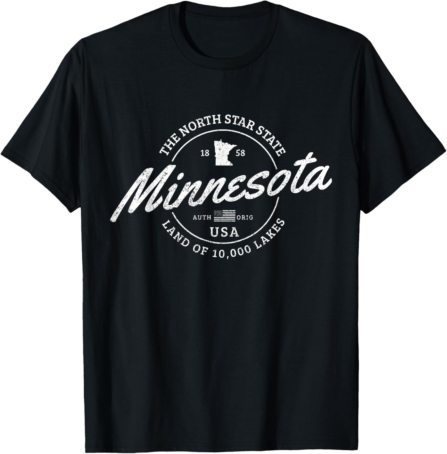 Minnesota North Star State Souvenir 10000 Lakes Gift T-Shirt - T-Shirt | Black