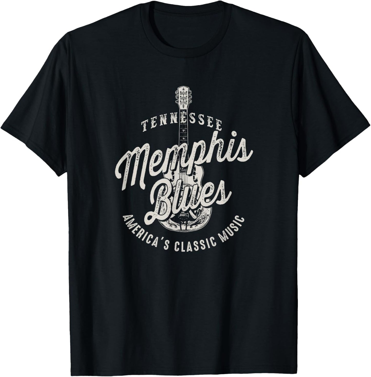 Memphis Blues Music USA Guitar Vintage T-Shirt - T-Shirt | Black