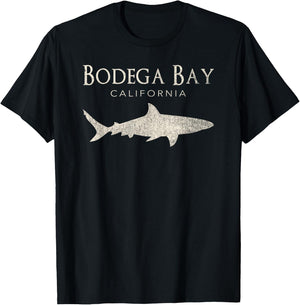 Retro Bodega Bay CA Shark T-Shirt - T-Shirt | Black