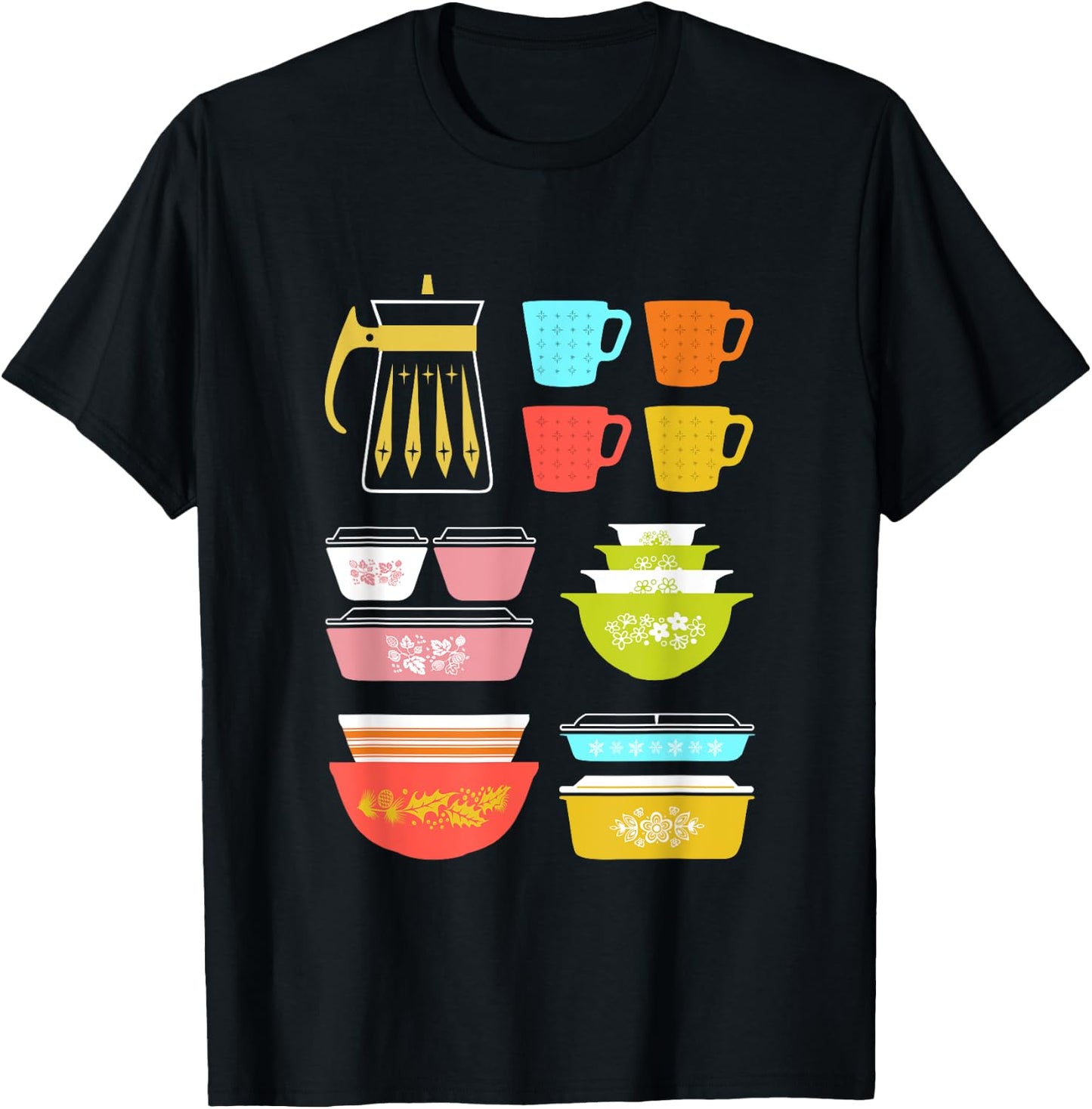SmokyKitten Vintage Pyrex Kitchenware Adults - Black, Short Sleeve, Small T-Shirt - T-Shirt | Black