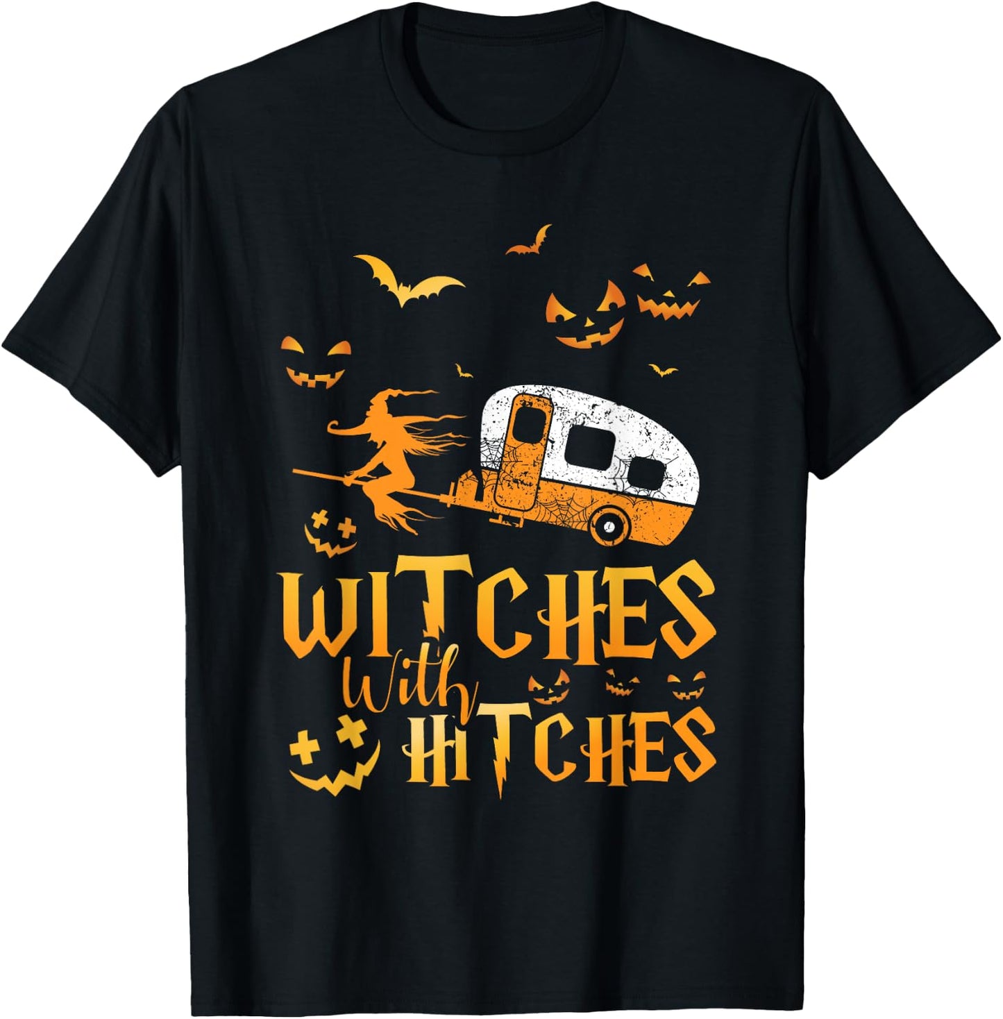Witches With Hitches Camping T-Shirt - T-Shirt | Black