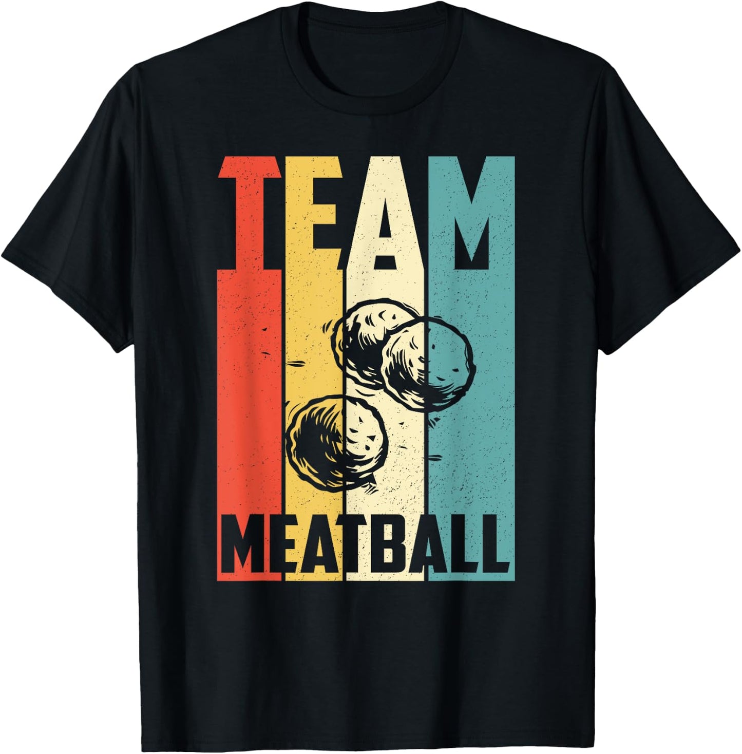 Vintage Team Meatball Funny Retro Meatballs T-Shirt - T-Shirt | Black
