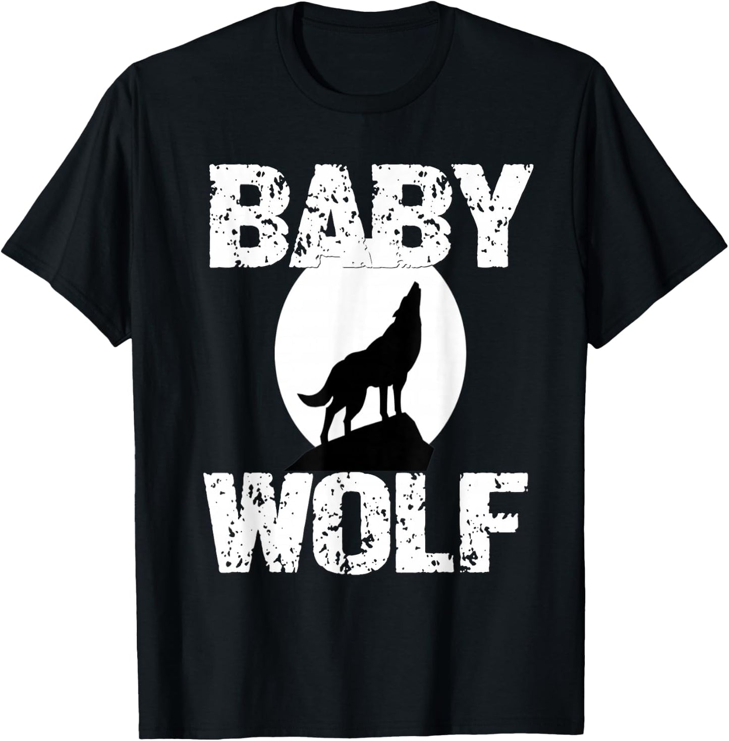 Baby Wolf Matching Family Tribe Wolves Moon Kid Girl Boy Cub T-Shirt - T-Shirt | Black