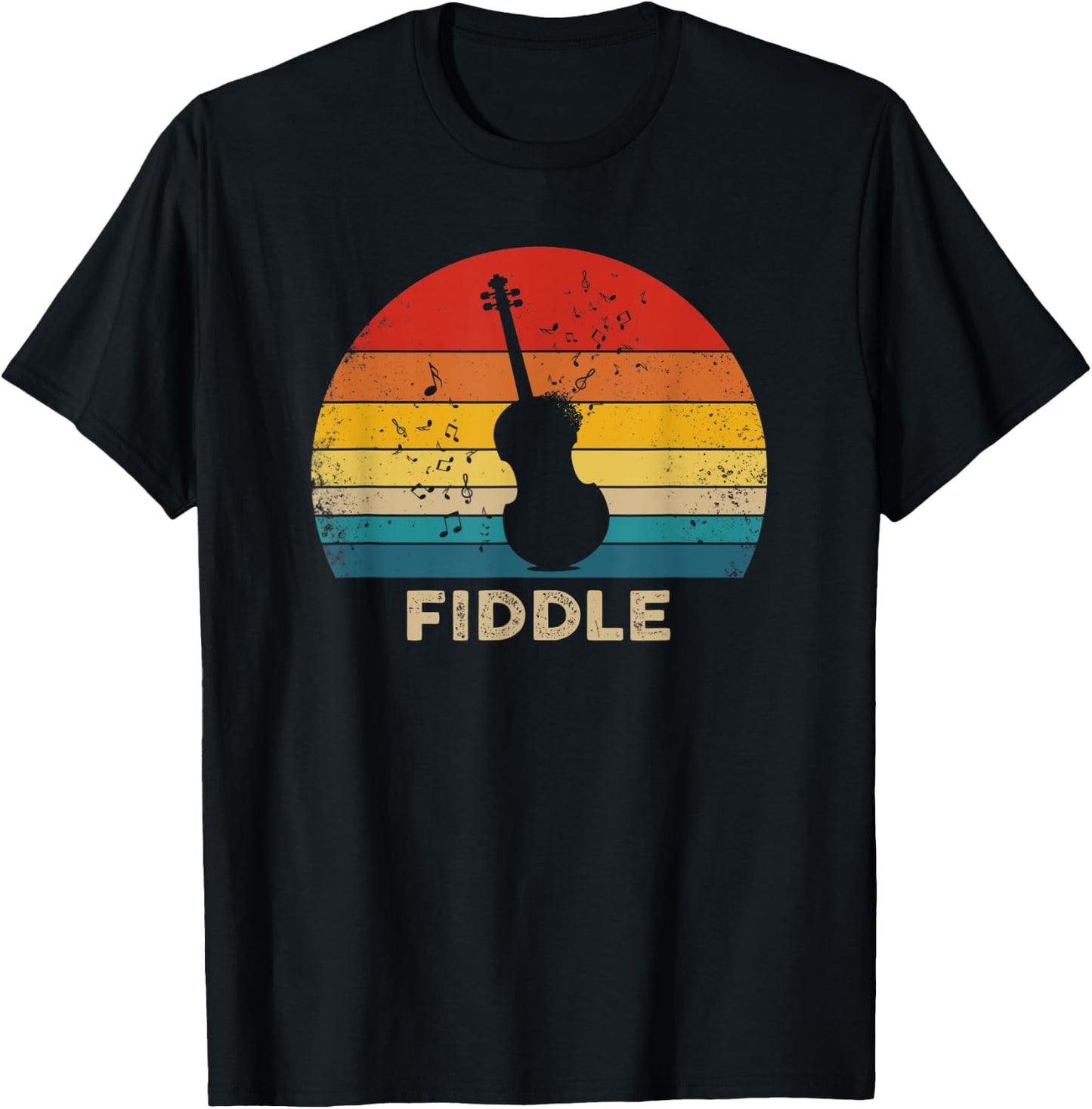 Vintage Fiddle Retro Sunset T-Shirt - T-Shirt | Black