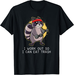 Raccoon Work Out Gym So I Can Eat Trash Gift T-Shirt - T-Shirt | Black