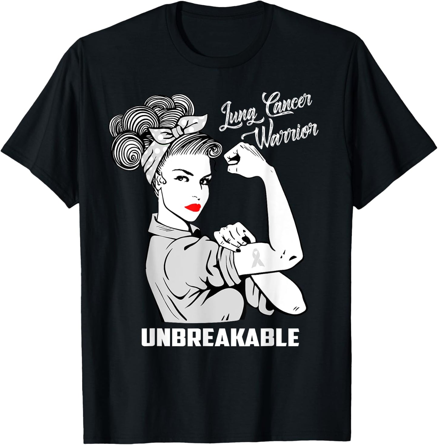 Lung Cancer Warrior Unbreakable Awareness Gift Shirt T-Shirt - T-Shirt | Black