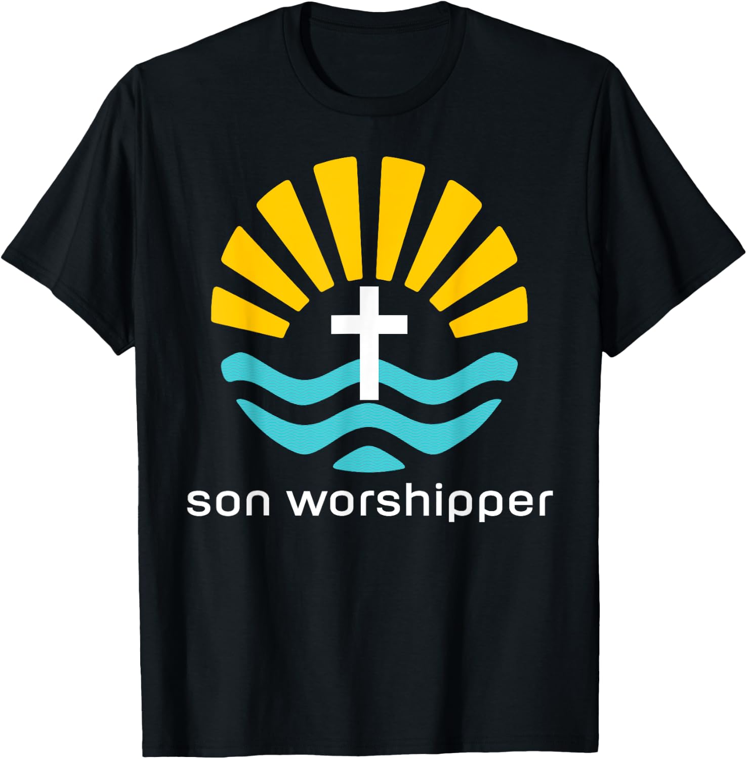 Son Worshipper Surfing Catholic Jesus Calling Beach Sun Fun Women Kids T-Shirt - T-Shirt | Black